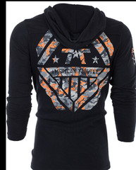 AMERICAN FIGHTER Black AVERETT Long Sleeve Henley Thermal Hoodie T-shirt NWT
