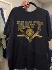 Vintage United States Navy Dark Blue With Grey, Blue Lettering, Front, Back