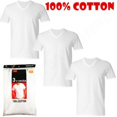 3-Pack Men’s Black/White 100% Cotton V-Neck T-Shirts “Tag less ~Undershirt”