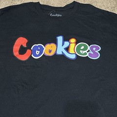 Cookies ® Black T-Shirt With Multi Colored Logo Size L 🍪