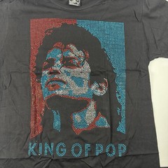 King Of Pop Rhinestone Portrait Graphic T Shirt Mens Black Bling Tee