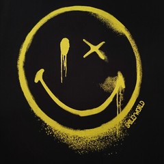Smiley World Shirt Mens 2XL XXL BLACK GRAFFITI Street Art Skater Casual NWT