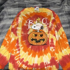 Peanuts Shirt Adult Boo Size 2XL Snoopy Tie Dye Orange Long Sleeve
