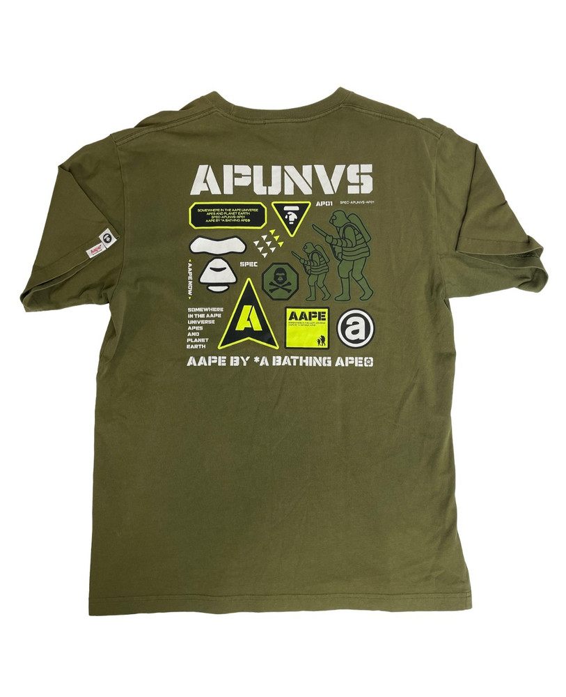AAPE Multi Print Apunvs Green Tee By A Bathing Ape Streetwear Bape Soldier
