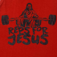 Reps for Jesus Weightlifting Tank Top Mens L Red Christian Gym Workout Novelty