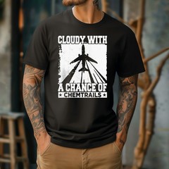 Cloudy with a Chance of Chemtrails T-Shirt, Funny Conspiracy Theory Tee, Humor