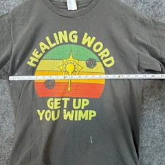 Healing Word D&D D20 Gaming Gildan Graphic T-Shirt Mens Large Gray Distressed