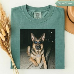 German Shepherd Coffee Shirt Funny Dog Meme Retro Iced Coffee Unisex Graphic Tee