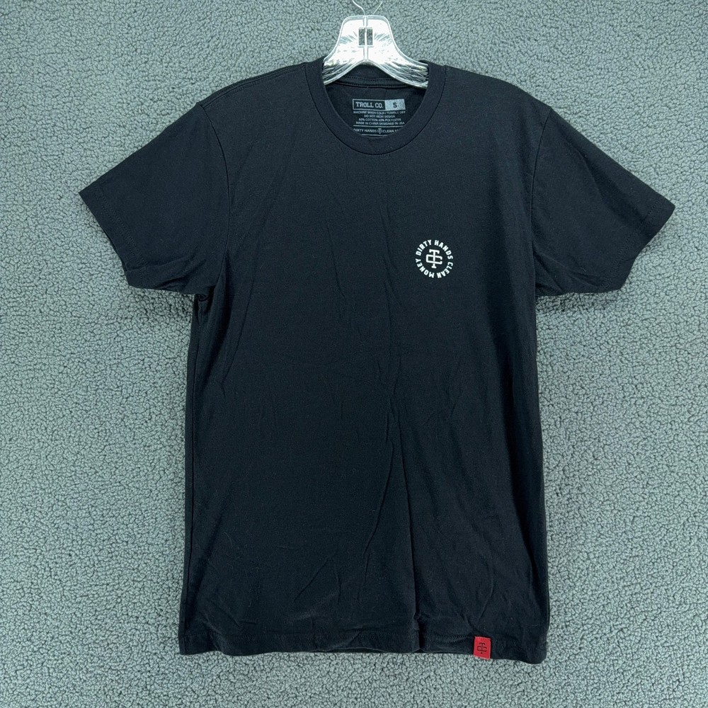 Troll Co T Shirt Mens Small Black Dirty Hands Clean Money Graphic Back Workwear