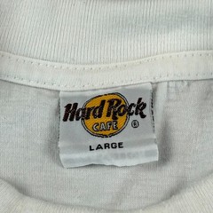 VINTAGE Hard Rock Cafe Shirt Large White Barcelona Spellout Streetwear 90s Y2K