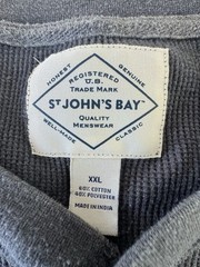 St Johns Bay Henley Men’s 2XL Gray Waffle Knit Button Long Sleeve Stretch Shirt
