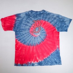 Boston Red Sox T-Shirt Mens XL Blue Red Tie Dye Spiral Logo MLB Liquid Blue