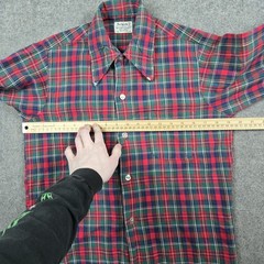 Vintage Selkirk Shirt Mens Small Red 70s 80s Button Up Plaid Woven Flannel USA