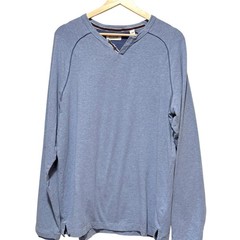 Borgo28 Mens Size Large Blue Long Sleeve Classic Modern Henley Shirt