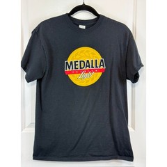Gildan Medalla Light Premium Beer Graphic T-Shirt Mens Medium Black Tee Cerveza