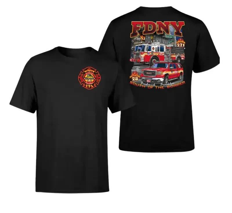 FDNY South Of The Border T-Shirt, Streetwear Firefighter Tee