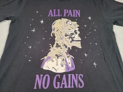 Bodybuilding Shirt Mens Medium Fitted Skull Weightlifting All Pain No Gains Tee