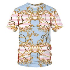 Men Unisex Baroque Golden 3D Print T-Shirt Crew Neck Streetwear Tee 2XS-5XL