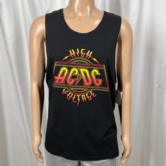 AC/DC Men’s Small Black Yellow Retro High Voltage Tank Top Sleeveless T-Shirt