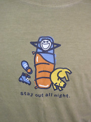 Life is Good Stay Out All Night Green Crusher Camp Tee Shirt T Top Medium M