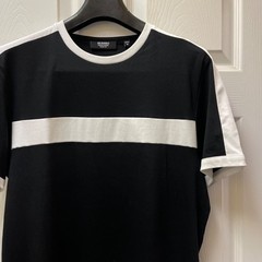 Murano Liquid Luxury Men’s Medium Black White Stripe Ringer Slim Fit T-Shirt
