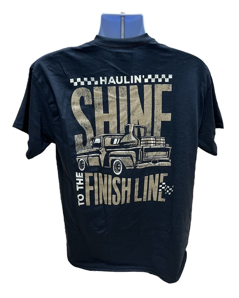 Moonshine Haulin Shine To The Finish Line Nascar Black T-Shirt