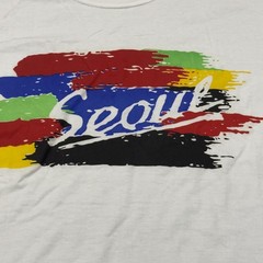 Seoul Shirt Mens Large White Graphic Brushstroke Korea Travel Tee Souvenir City