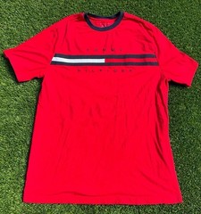 Tommy Hilfiger Men’s Red Short-Sleeve Signature Stripe T-Shirt