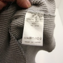 Needles Japan Raglan Thermal Waffle Knit Long Sleeve Small 34″ Chest Grey