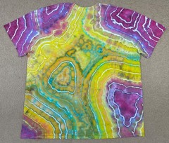Handmade Ice Tie Dye T-Shirt 2XL Mens Womens Soft Cotton Yellow Violet Geode