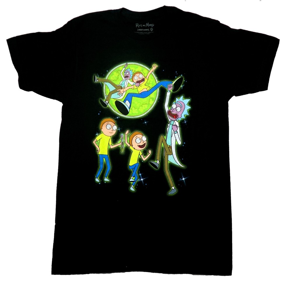 Rick and Morty New Adult T-Shirt – Falling From Portal Morty Multi Mortys