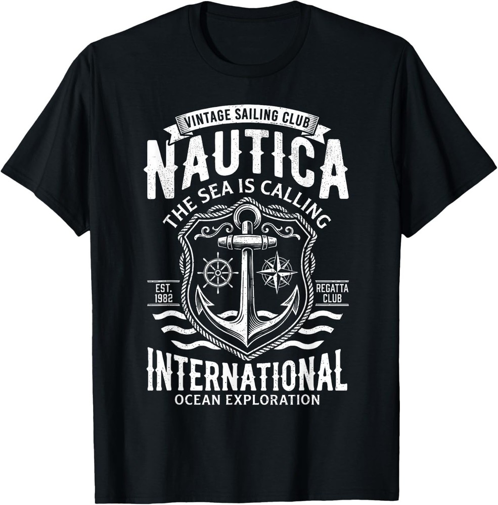 Nautica International Vintage Sailing Club Anchor Emblem T-Shirt