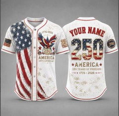 America 250th Anniversary Baseball Jersey, Custom Name Jersey, 4th of July Gift