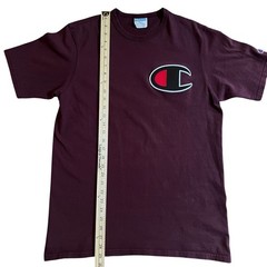Vintage Champion Big C Logo T Shirt L Maroon Burgundy Y2K Streetwear Cotton Tee