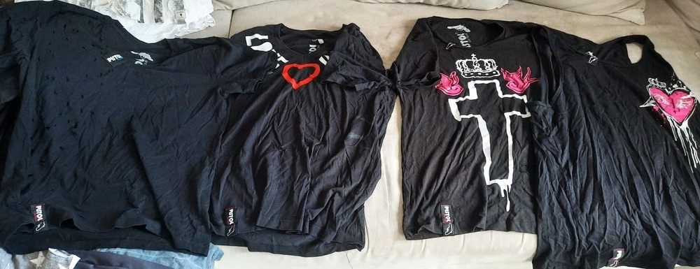 Lot of 4 Pistol Boutique Love Hate T-Shirts Size L 100% Cotton