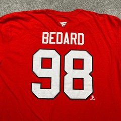 Fanatics Chicago Blackhawks Connor Bedard 98 Red NHL Hockey Jersey T Shirt 2XL