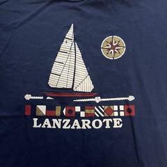 Vintage 90s Single Stitch Lanzarote T-Shirt Men’s Size XL Blue Screen Stars Tee