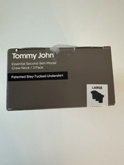 Tommy John Mens BLACK 3 Pack Essential Second Skin Modal Crew Neck Undershirt L