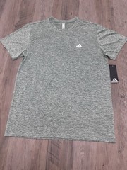 Adidas Men’s Size Médium Tech Tee Heather Silver Green Shirt Tee Mesh Logo