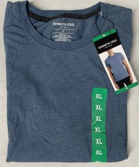 KENNETH COLE Men’s Organic Cotton Blend Crewneck T-Shirt XL BLUE 4-Way Stretch