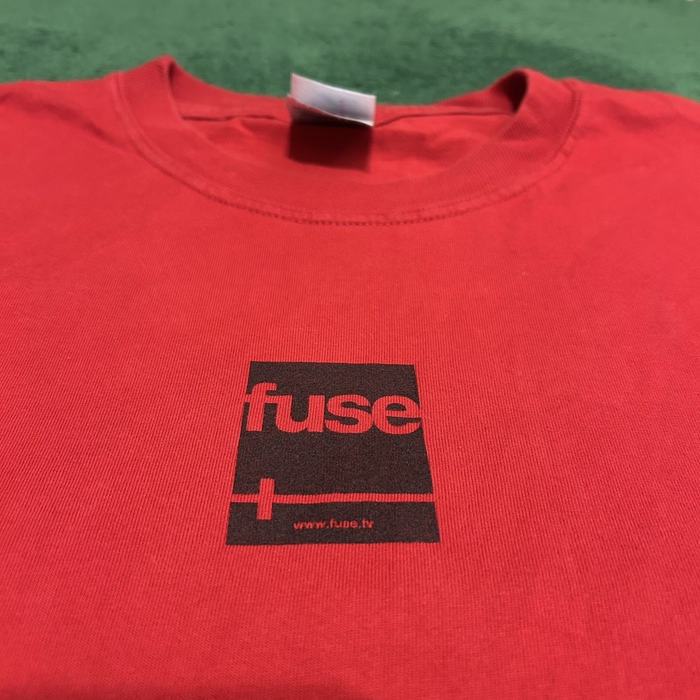 Vintage Fuse TV Logo Promo Show Network T-Shirt Red Mens XL Uranium Music Videos