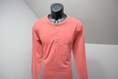 UntuckIt Henley Tee Shirt Red Cotton Poly Blend Long Sleeve Mens Size Large