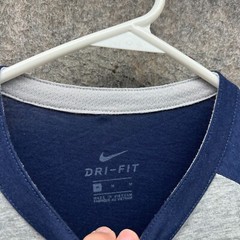 Nike Shirt Men Medium Adult Gray Blue Navy Swoosh Long Sleeve Dri Fit Henley