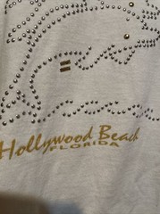 Vintage 90’s Rhinestone Dolphin Hollywood Beach Florida White Shirt Size Large