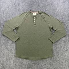 The Normal Brand Mens Large Olive Green Long Sleeve Raglan Henley Shirt Casual