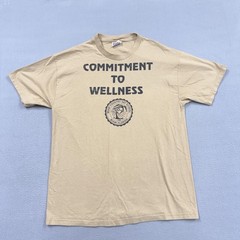 Vintage Hanes Shirt Mens Large Beige Miami Wellness Graphic T-Shirt Tee School