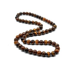 8MM Natural Tiger Eye Lava Stone Beaded Choker Necklace Genuine Gemstone Anxi…
