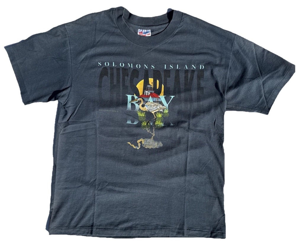 Vtg Hanes Heavyweight 50/50 Single Stitch Solomons Island Tourist T-Shirt 90’s L