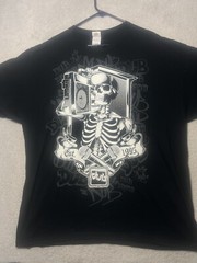 VTG 90s Dub Streetwear Mens XXL Skull Music Hip Hop Rock Skeleton Boombox Shirt