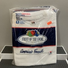 Vintage Fruit Of The Loom Mens White Crew Neck T Shirt 3 Pk 1989 Small 34-36 80s
